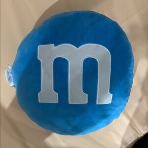 M&M'S Blue Plush Round Pillow with White 'm' Logo